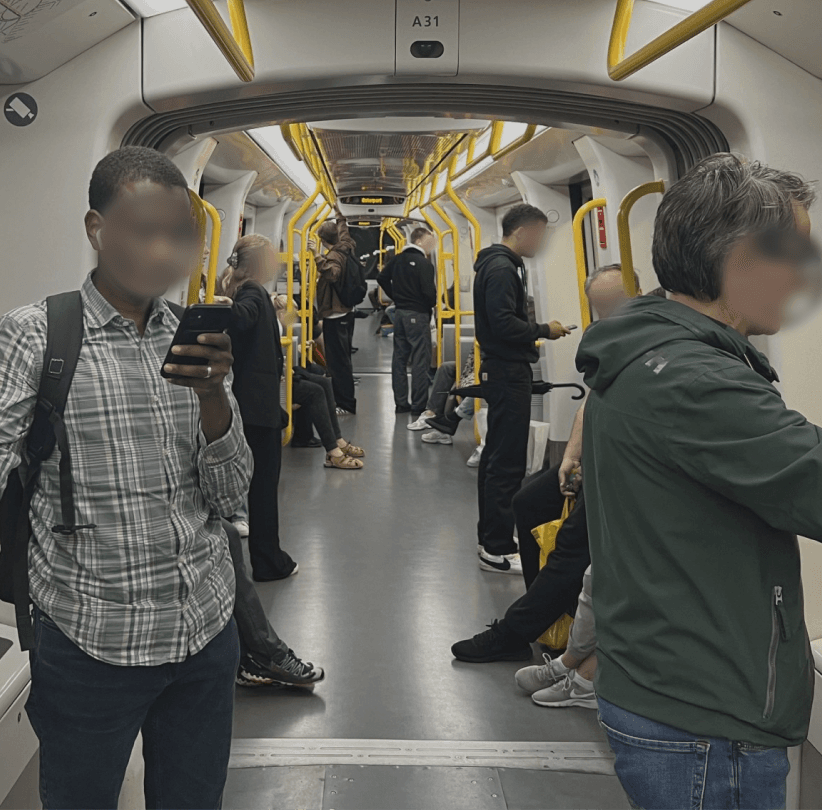 Passengers on a train