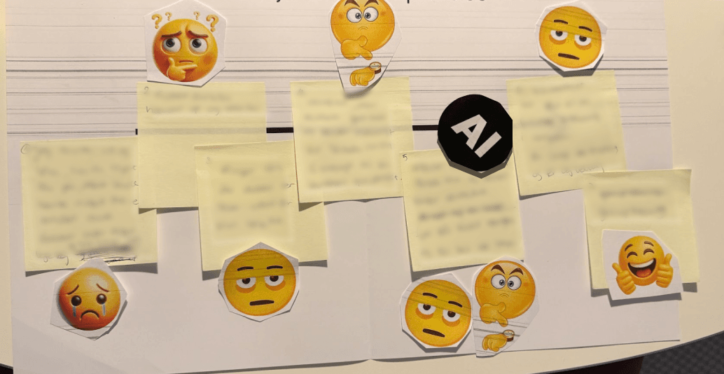 A participant's user journey mapped on a timeline, with smileys marking how each step felt
